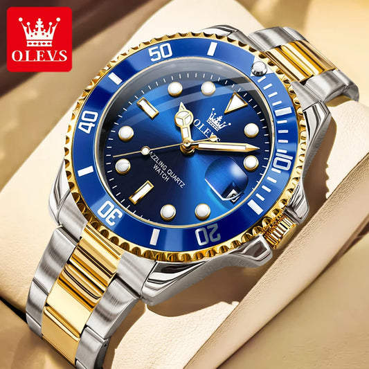 OLEVS 5885 Dive Series Men's Watch Luxury Automatic Date Original Watch Trendy Stainless Steel Waterproof Sport Quartz Watch