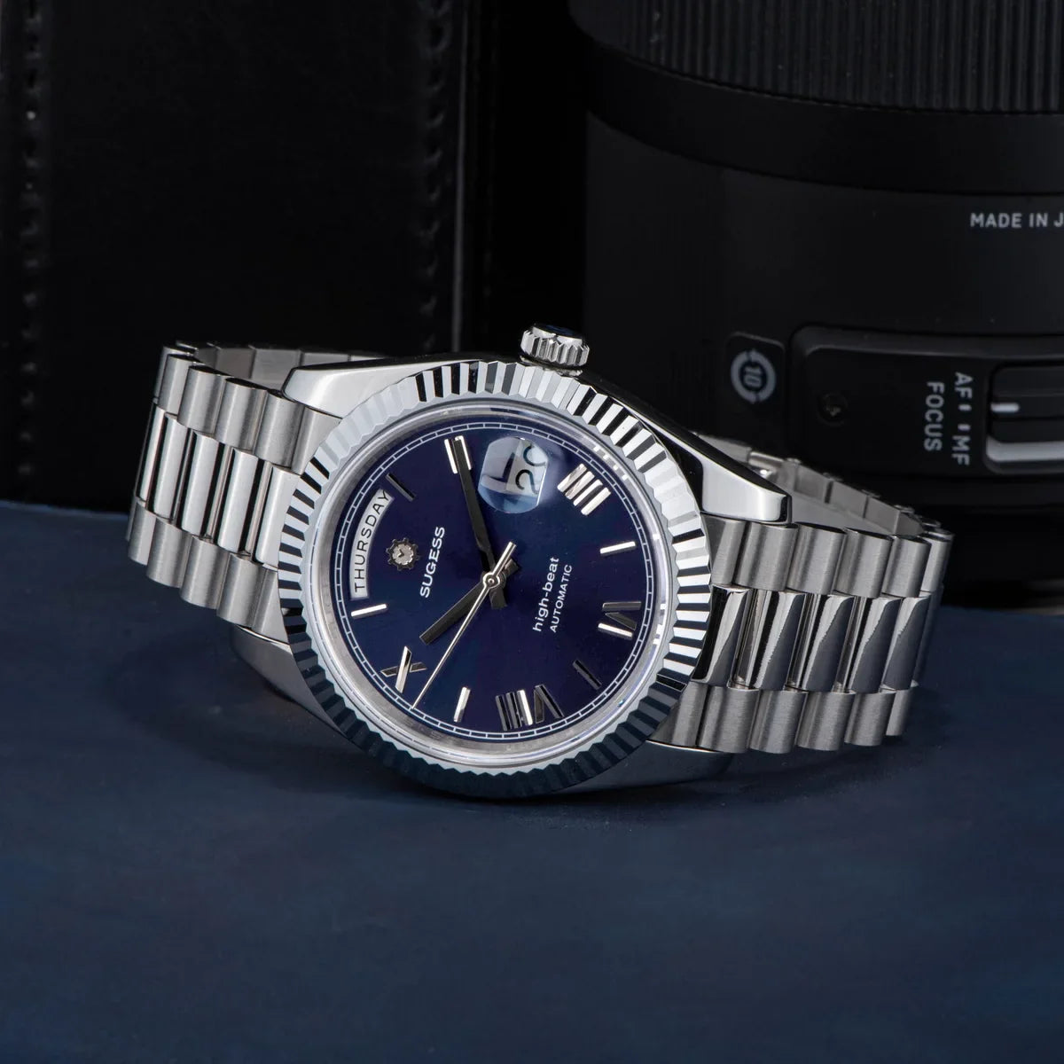 2023 neue Sugess Uhr von Männern 40mm Tag Datum automatische Dandong Sl3034 Uhrwerk Retro mechanische Armbanduhr Saphirglas golden