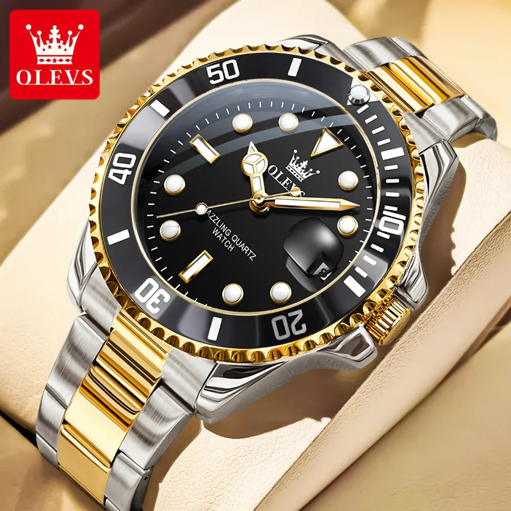 OLEVS 5885 Tauchserie Herrenuhr Luxus Automatik Datum Originaluhr Trendige Edelstahl Wasserdichte Sport Quarzuhr