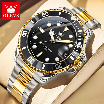 OLEVS 5885 Tauchserie Herrenuhr Luxus Automatik Datum Originaluhr Trendige Edelstahl Wasserdichte Sport Quarzuhr
