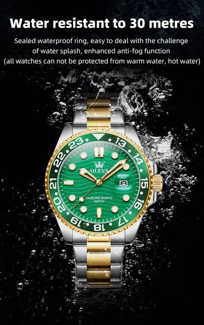 OLEVS 3610 Original Herrenuhren, luxuriös, wasserdicht, leuchtend, Herren-Armbanduhr, schlicht, Edelstahl, Business-Mode, klassische Uhr
