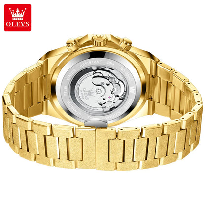 OLEVS Gold Stahl Herren Uhren Top Marke Automatische Mechanische Luxus Uhr Sport Wasserdicht Tourbillon Armbanduhr Reloj Hombre
