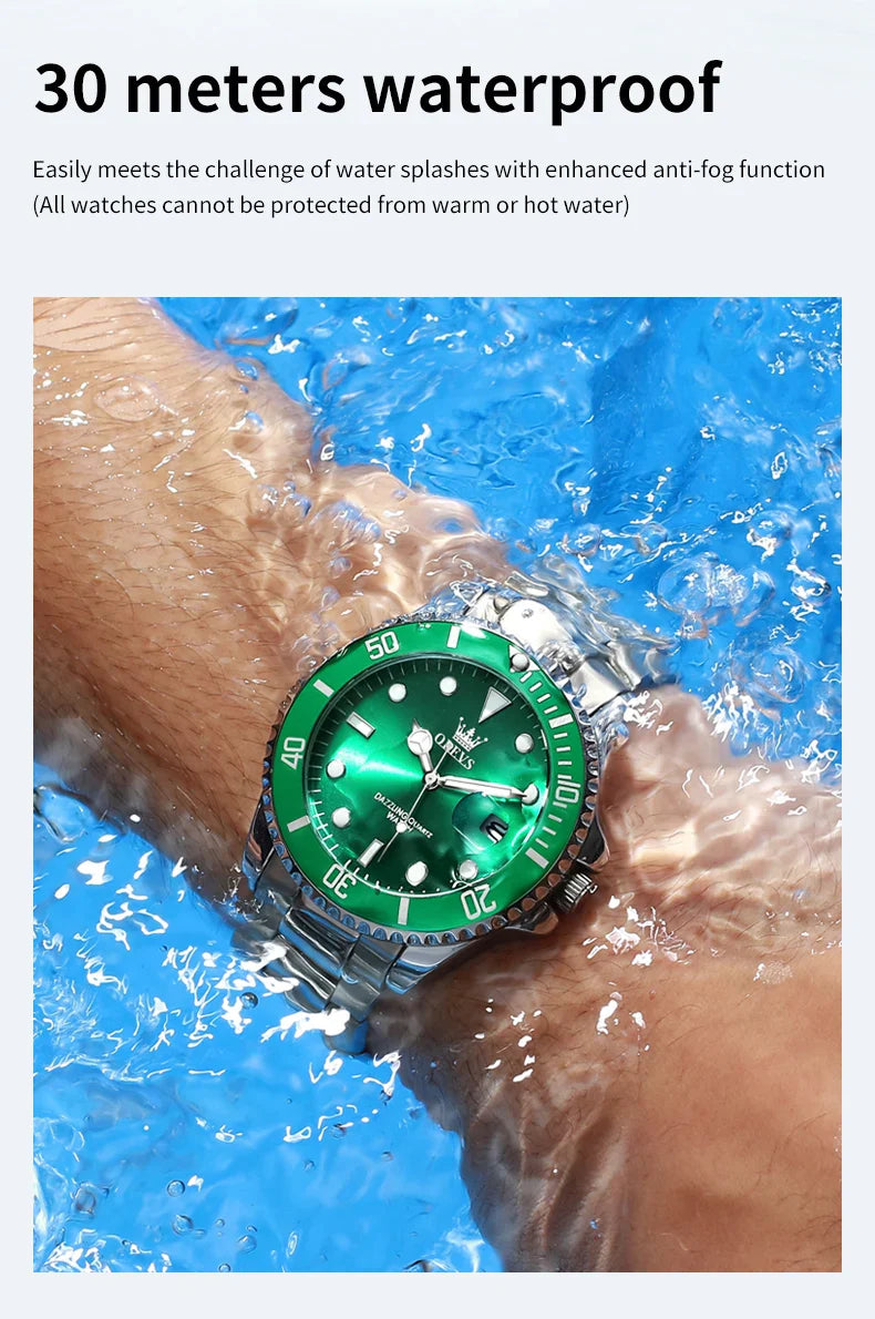 OLEVS 5885 Tauchserie Herrenuhr Luxus Automatik Datum Originaluhr Trendige Edelstahl Wasserdichte Sport Quarzuhr