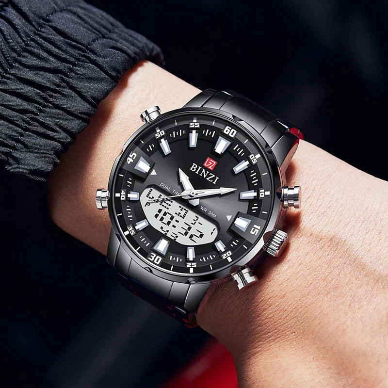 Top Marke Luxus Männer Armbanduhr Wasserdichte Sport Digitale Uhren Männer LED Stahl Militär Quarzuhr Gold farbe Große Zifferblatt Uhr
