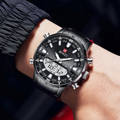 Top Marke Luxus Männer Armbanduhr Wasserdichte Sport Digitale Uhren Männer LED Stahl Militär Quarzuhr Gold farbe Große Zifferblatt Uhr
