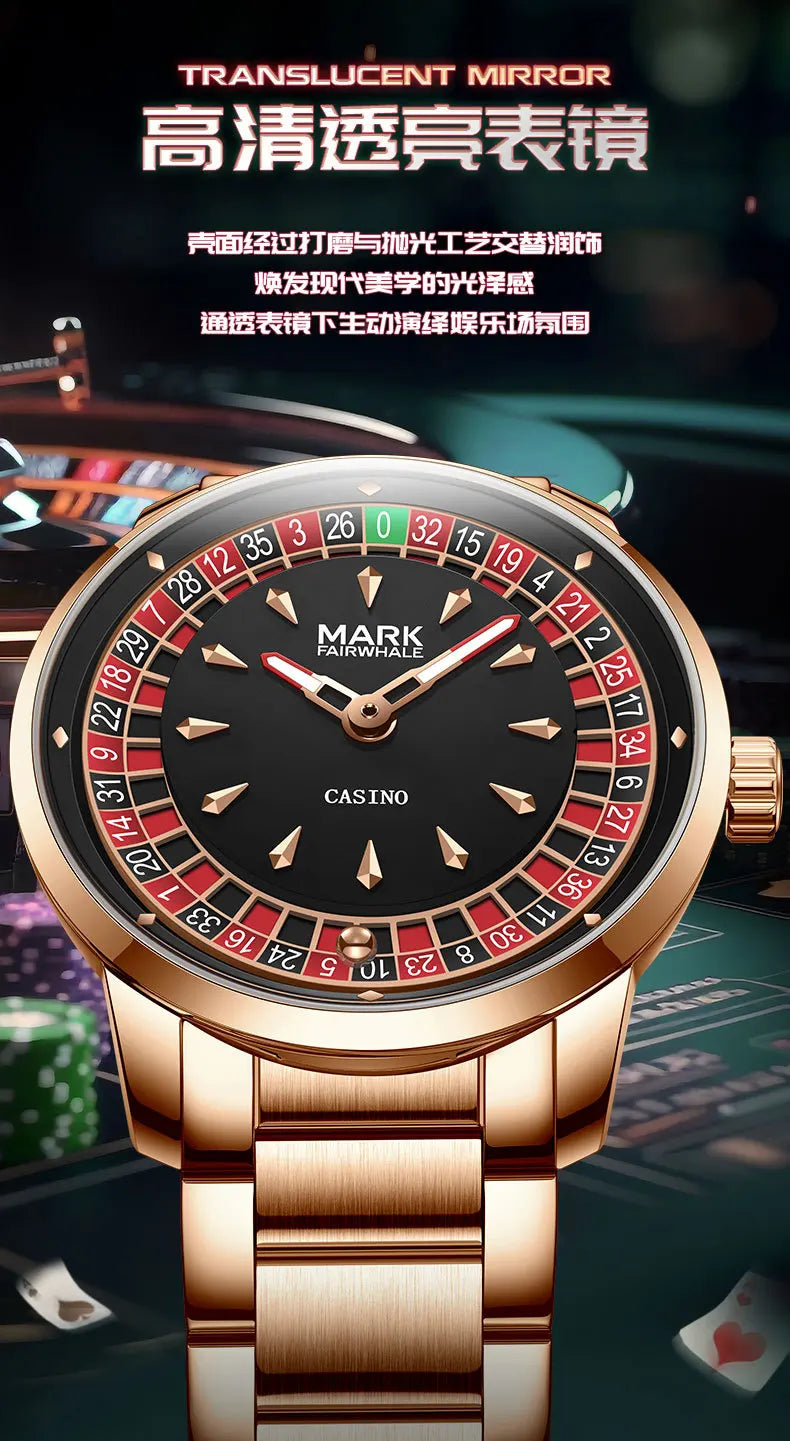 Hohe Qualität Mark Fairwhale Herren Armbanduhr Mode Einzigartige Rotierenden Roulette Zifferblatt Wasserdicht Quarz Mann Watche Dropshipping ﻿