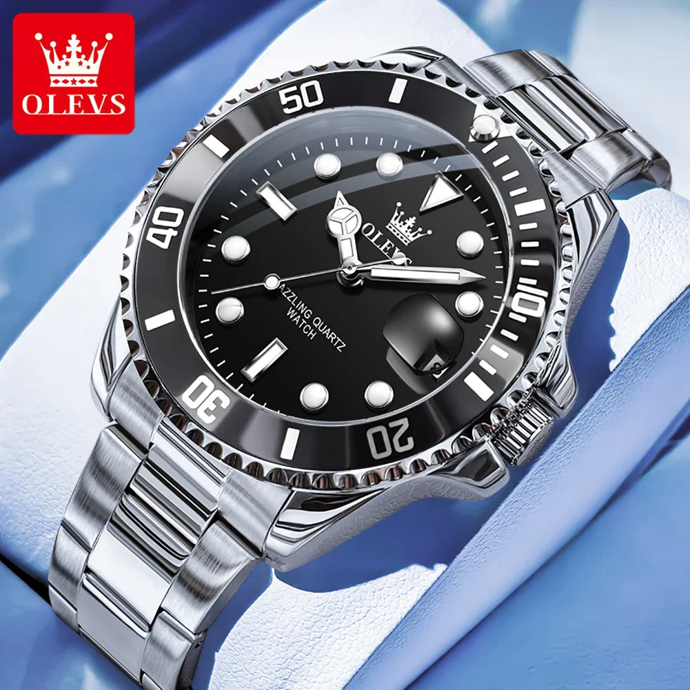 OLEVS 5885 Tauchserie Herrenuhr Luxus Automatik Datum Originaluhr Trendige Edelstahl Wasserdichte Sport Quarzuhr