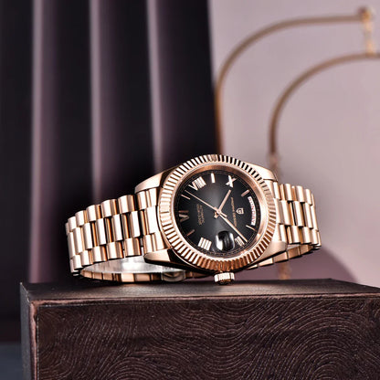 PAGANI DESIGN DD40 Herrenuhren 2024, Top-Luxus-Roségold-Uhr für Herren, automatische mechanische Armbanduhren, wasserdichte Geschenkuhr
