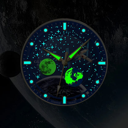 2025 NEUE GLENAW Männer Automatische Uhren Skeleton Starry Sky Mond Phase Leuchtende Wasserdichte Edelstahl Mechanische Uhr Männer
