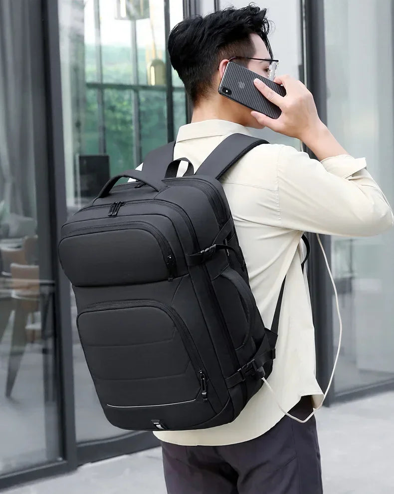 Erweiterbare 17-Zoll-Laptop-Rucksäcke für Herren, wasserdichte Notebook-Tasche, USB-Schultasche, Sport, Reisen, Schultasche, Rucksack für Männer