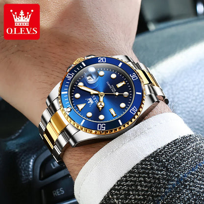 OLEVS 5885 Tauchserie Herrenuhr Luxus Automatik Datum Originaluhr Trendige Edelstahl Wasserdichte Sport Quarzuhr