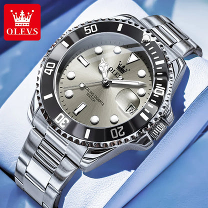 OLEVS 5885 Tauchserie Herrenuhr Luxus Automatik Datum Originaluhr Trendige Edelstahl Wasserdichte Sport Quarzuhr