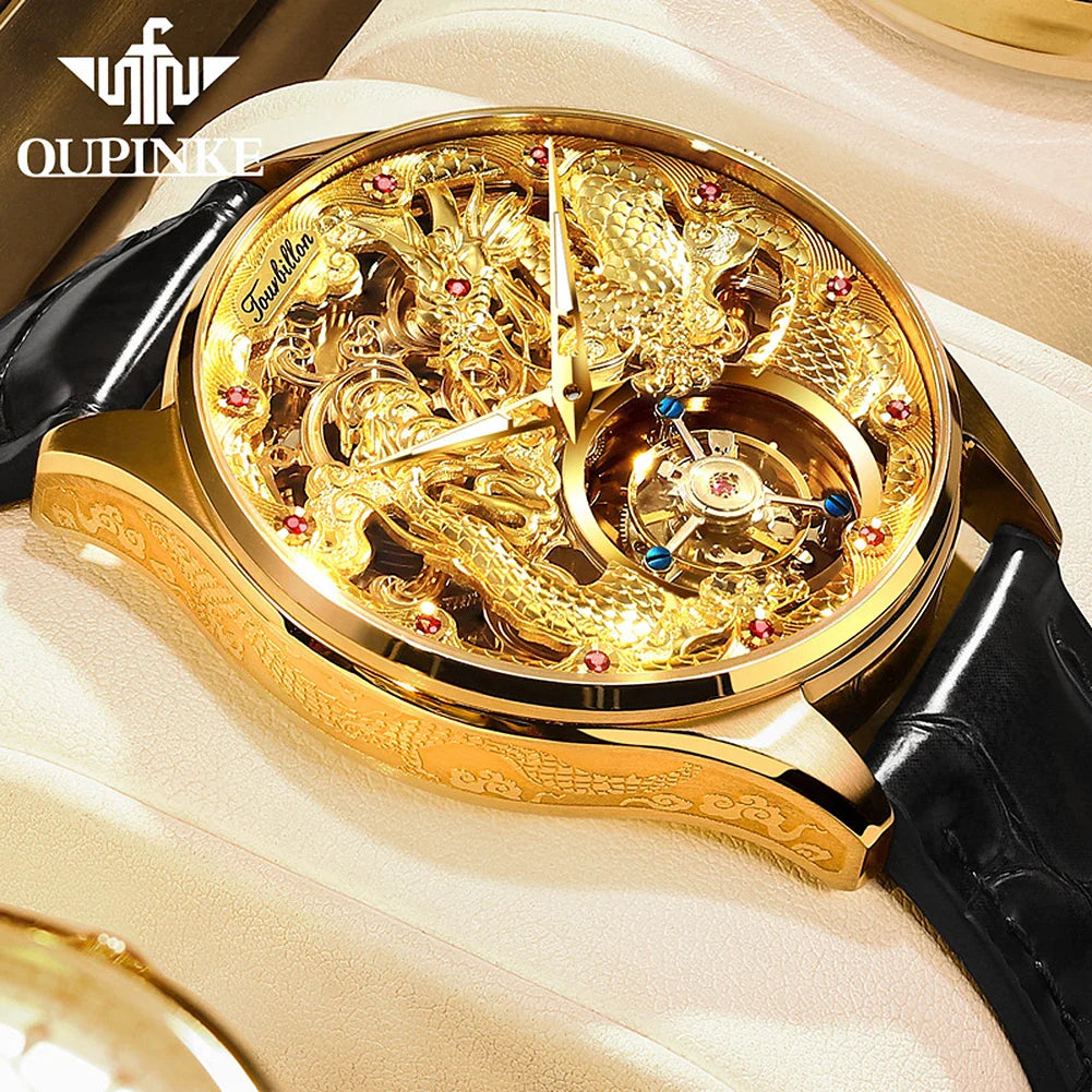 OUPINKE 3176 Uhr Für Männer Luxus Tourbillon Mechanische Business Männer Uhr Hohl Schwungrad Wasserdicht Leucht Mode Mann Uhr