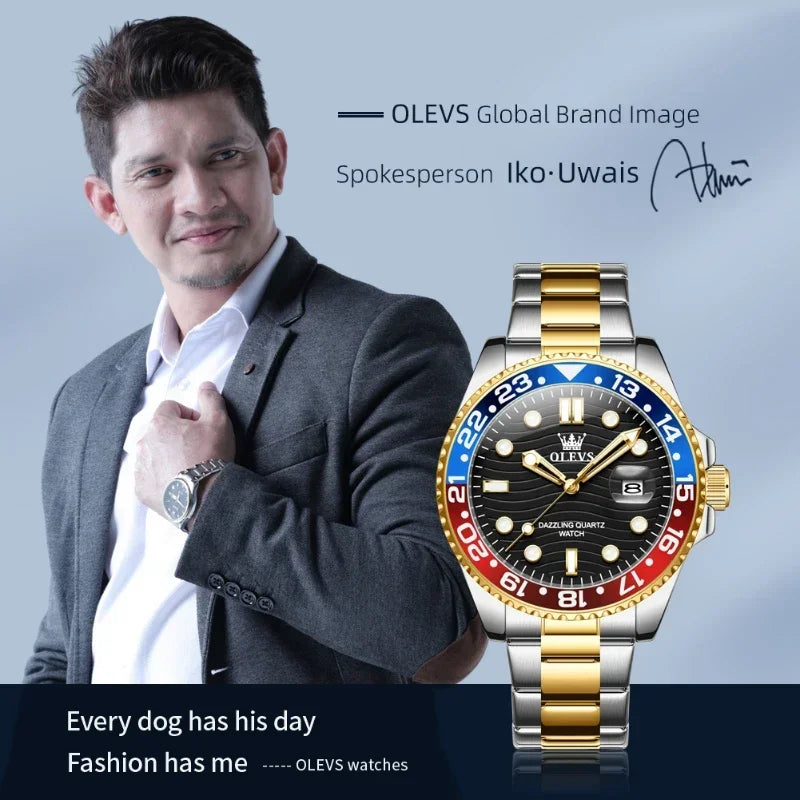 OLEVS 3610 Original Herrenuhren, luxuriös, wasserdicht, leuchtend, Herren-Armbanduhr, schlicht, Edelstahl, Business-Mode, klassische Uhr