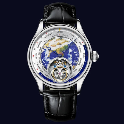 AESOP Diamond Luxury Flying Tourbillon Movement Watch For Men Earth Enamel Dial  Sapphire Skeleton Mechanical Watches Business A