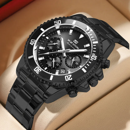 VA VA VOOM Marke Top Männer Uhr 1 Stück Multifunktionale Modische Timing Zifferblatt Grün Gold Edelstahl 3Bar Timing Uhr für Männer