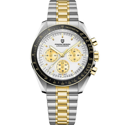 PAGANI DESIGN 2025, Silber, Gold, Mond, Luxus-Quarzuhren, Herren-Sport-Chronograph, Saphirglas, Edelstahluhr für Herren