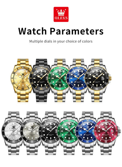 OLEVS 5885 Tauchserie Herrenuhr Luxus Automatik Datum Originaluhr Trendige Edelstahl Wasserdichte Sport Quarzuhr