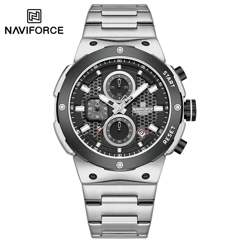 NAVIFORCE 2025, Herren-Quarzuhr, Sport-Militäruhr für Herren, wasserdicht, leuchtendes Datum, Chronograph, Edelstahl, Herrenuhren