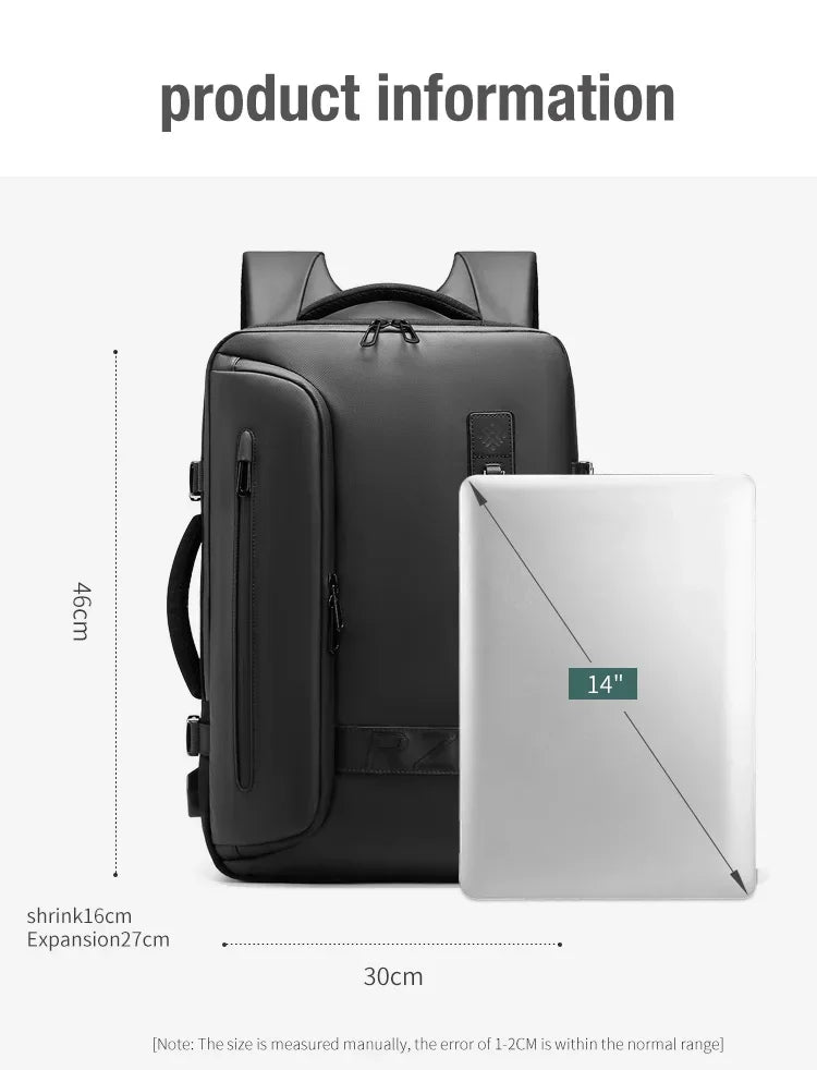 Reise Männer erweitert Laptop Rucksack Vakuum Kompression Wander rucksack USB-Aufladung Geschäft große Kapazität Rucksack für Pumpen