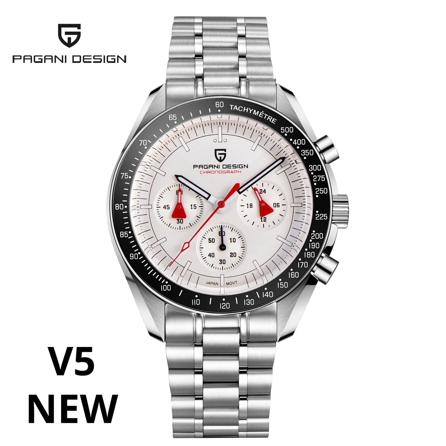 PAGANI DESIGN 2025, Silber, Gold, Mond, Luxus-Quarzuhren, Herren-Sport-Chronograph, Saphirglas, Edelstahluhr für Herren