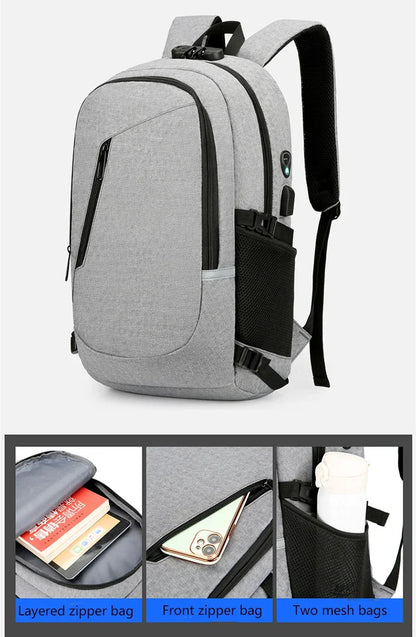 2024 Rucksack, Diebstahlschutz, Passwortsperre, Oxford, für Herren und Damen, Unisex, Business, Laptop, Computer, Reisen, Freizeit, Mode, tragbar