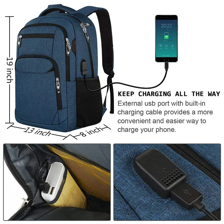 Herren-Rucksack, 17,3-Zoll-Oxford, großes Fassungsvermögen, hochwertiger, modischer Business-Laptop-Rucksack, wasserdicht, verschleißfest, Freizeit-Reiserucksack