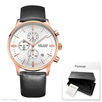 Megir quarzuhren männer luminous wasserdichte sport uhr mann kommerziellen leder armbanduhr 2011 freies verschiffen