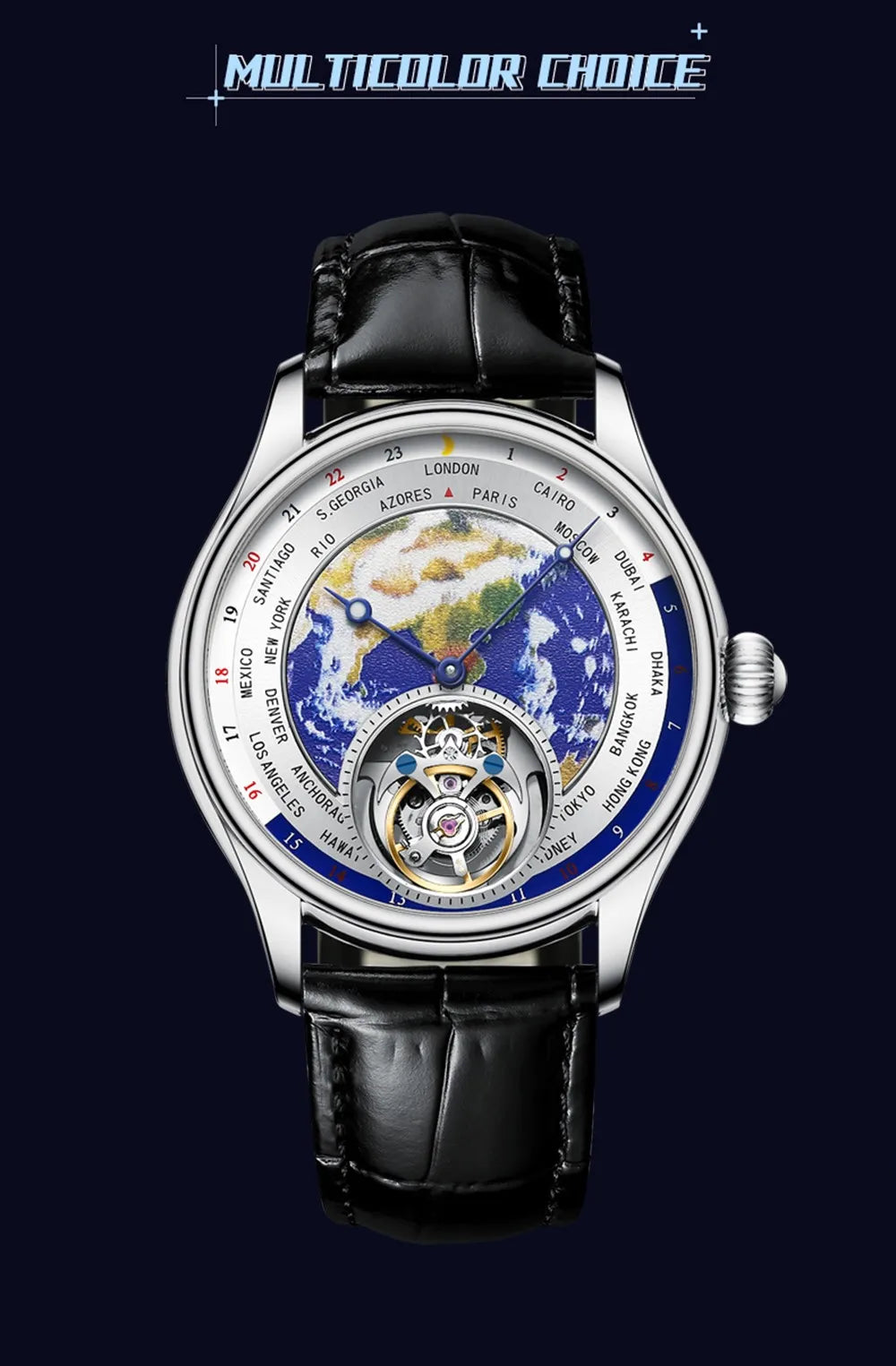 AESOP Diamond Luxury Flying Tourbillon Movement Watch For Men Earth Enamel Dial  Sapphire Skeleton Mechanical Watches Business A