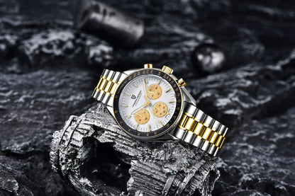 PAGANI DESIGN 2025, Silber, Gold, Mond, Luxus-Quarzuhren, Herren-Sport-Chronograph, Saphirglas, Edelstahluhr für Herren