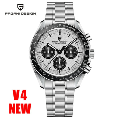 PAGANI DESIGN 2025, Silber, Gold, Mond, Luxus-Quarzuhren, Herren-Sport-Chronograph, Saphirglas, Edelstahluhr für Herren