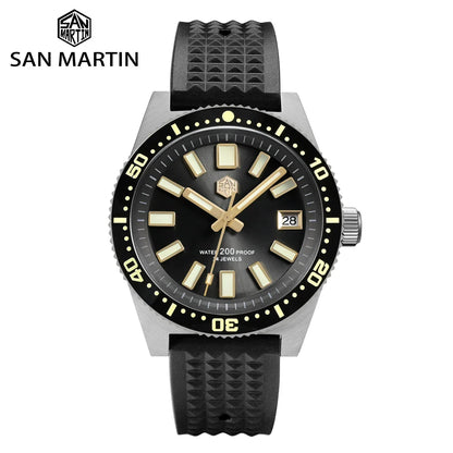 San Martin 40mm 62mas V3 Diver Watch For Men Kanagawa Surfing Dial NH35 Automatic Mechanical 20Bar Full Luminous Rubber Strap
