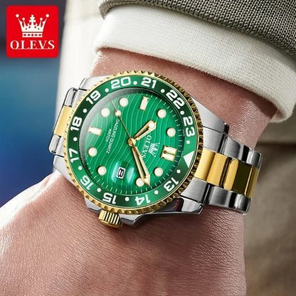 OLEVS 3610 Original Herrenuhren, luxuriös, wasserdicht, leuchtend, Herren-Armbanduhr, schlicht, Edelstahl, Business-Mode, klassische Uhr