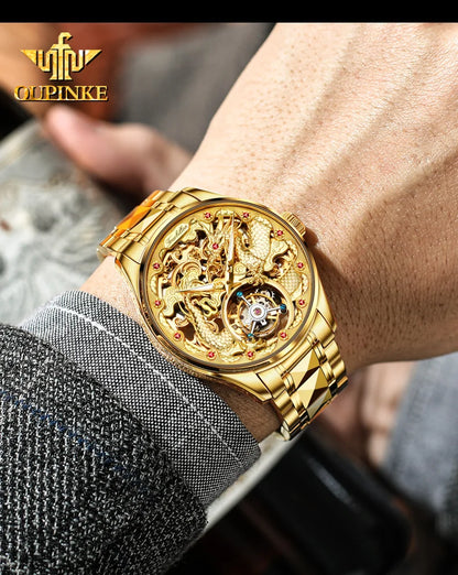 OUPINKE 3176 Uhr Für Männer Luxus Tourbillon Mechanische Business Männer Uhr Hohl Schwungrad Wasserdicht Leucht Mode Mann Uhr