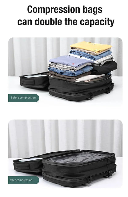 Reise Männer erweitert Laptop Rucksack Vakuum Kompression Wander rucksack USB-Aufladung Geschäft große Kapazität Rucksack für Pumpen