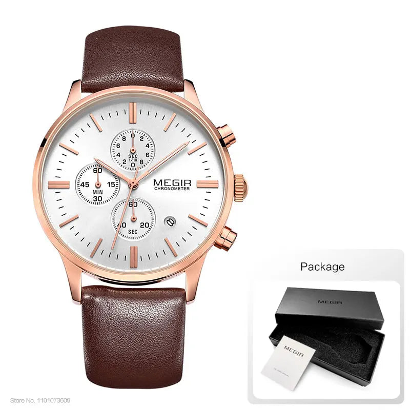 Megir quarzuhren männer luminous wasserdichte sport uhr mann kommerziellen leder armbanduhr 2011 freies verschiffen