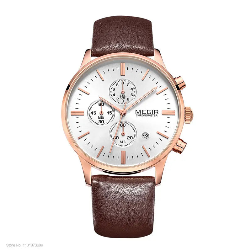Megir quarzuhren männer luminous wasserdichte sport uhr mann kommerziellen leder armbanduhr 2011 freies verschiffen