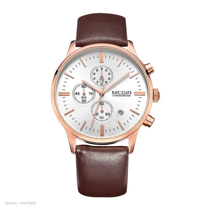Megir quarzuhren männer luminous wasserdichte sport uhr mann kommerziellen leder armbanduhr 2011 freies verschiffen