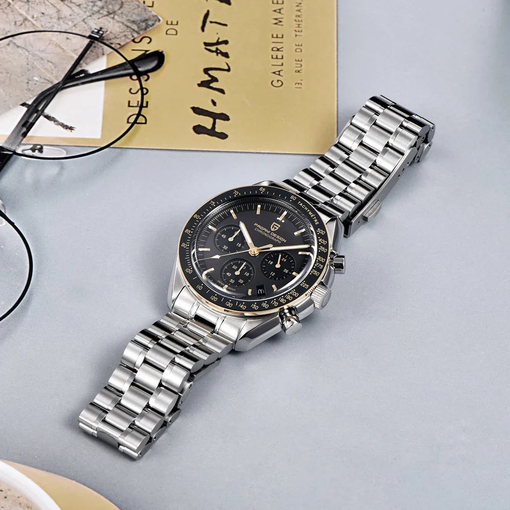 PAGANI DESIGN 2025, neue Monduhr, Retro-Luxus-Quarzuhren für Herren, Edelstahl, leuchtend, wasserdicht, Sport-Chronograph, Herren