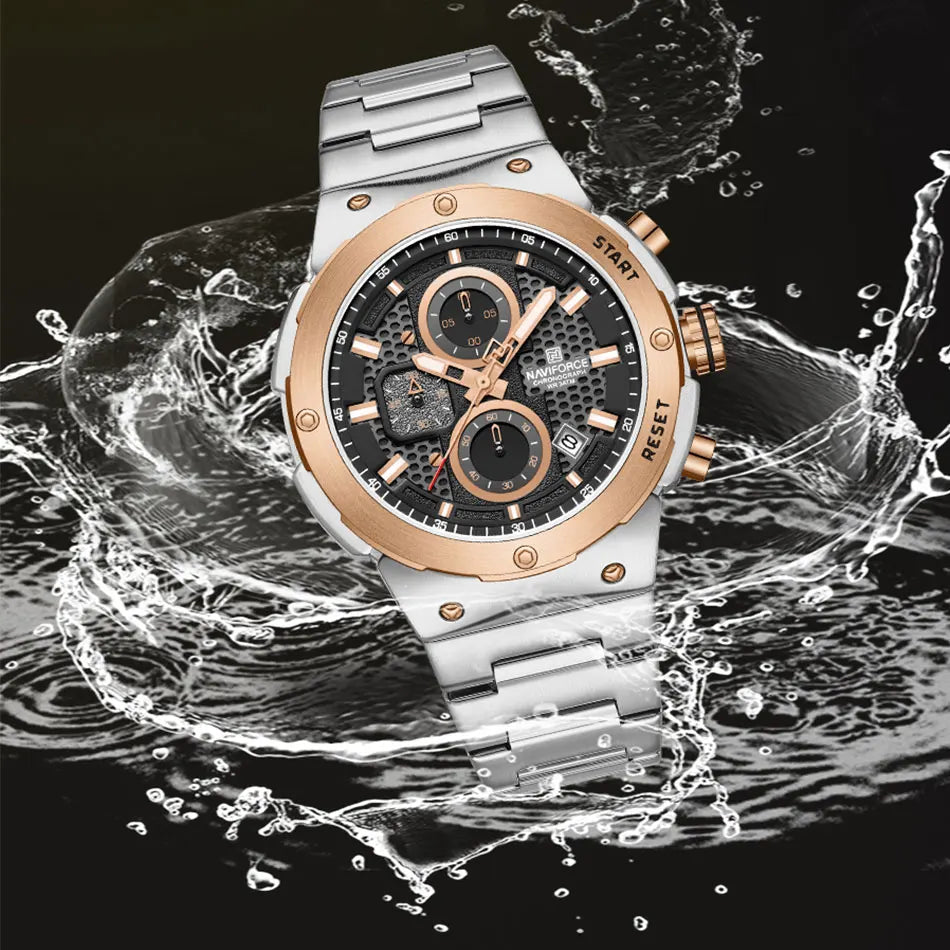 NAVIFORCE 2025, Herren-Quarzuhr, Sport-Militäruhr für Herren, wasserdicht, leuchtendes Datum, Chronograph, Edelstahl, Herrenuhren