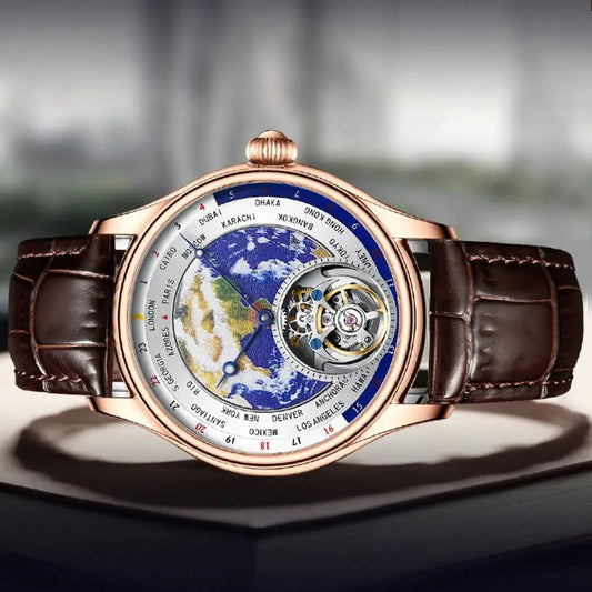 AESOP Diamond Luxe Vliegende Tourbillon Uurwerk Horloge Voor Mannen Aarde Emaille Wijzerplaat Saffier Skelet Mechanische Horloges Zakelijke A