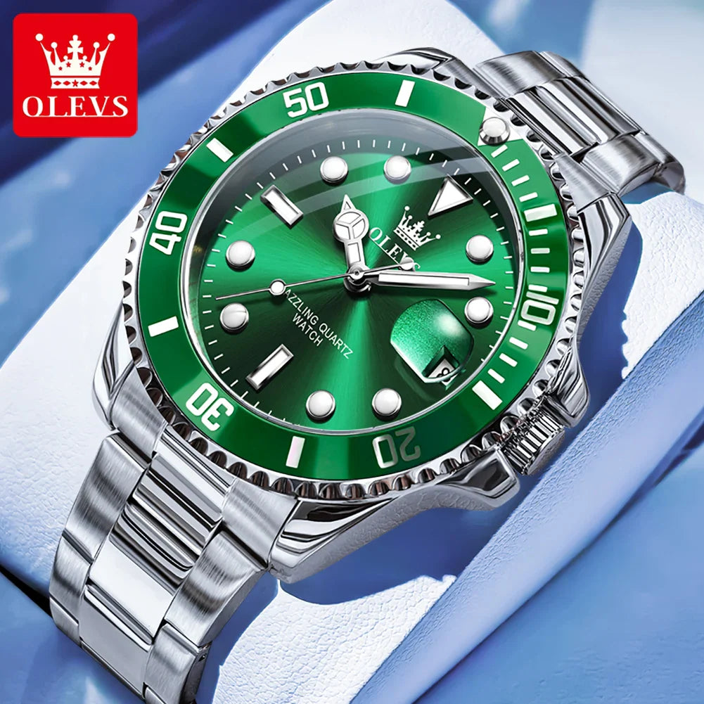 OLEVS 5885 Tauchserie Herrenuhr Luxus Automatik Datum Originaluhr Trendige Edelstahl Wasserdichte Sport Quarzuhr