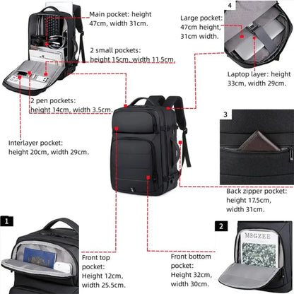 Erweiterbare 17-Zoll-Laptop-Rucksäcke für Herren, wasserdichte Notebook-Tasche, USB-Schultasche, Sport, Reisen, Schultasche, Rucksack für Männer