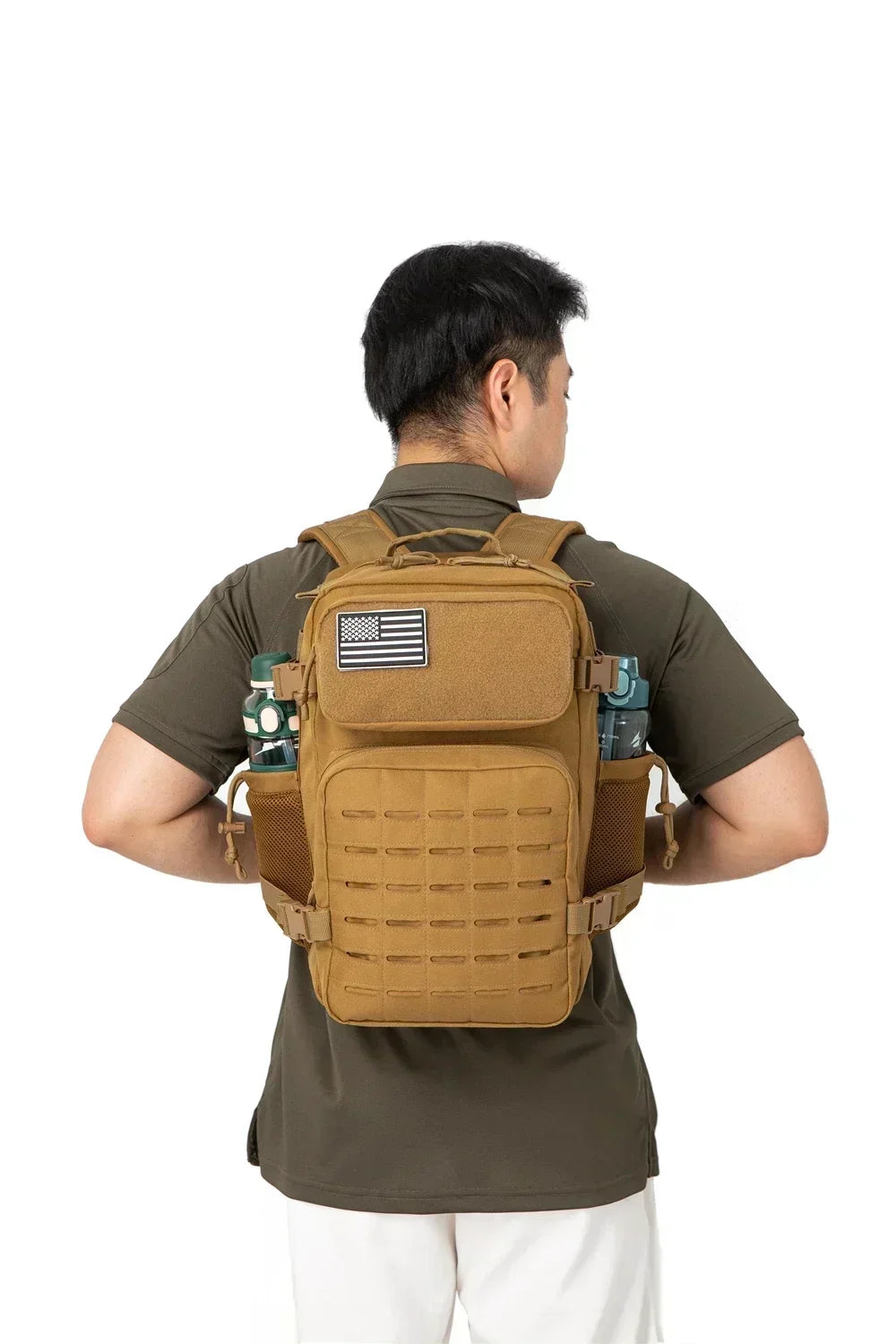 25L Taktischer Rucksack Outdoor-Tasche Fitness-Rucksack MOLLE-Rucksack Damen/Herren Wandern Überlebensrucksack Herren Dual-Getränkehalter
