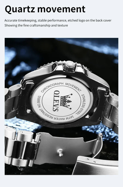 OLEVS 5885 Tauchserie Herrenuhr Luxus Automatik Datum Originaluhr Trendige Edelstahl Wasserdichte Sport Quarzuhr