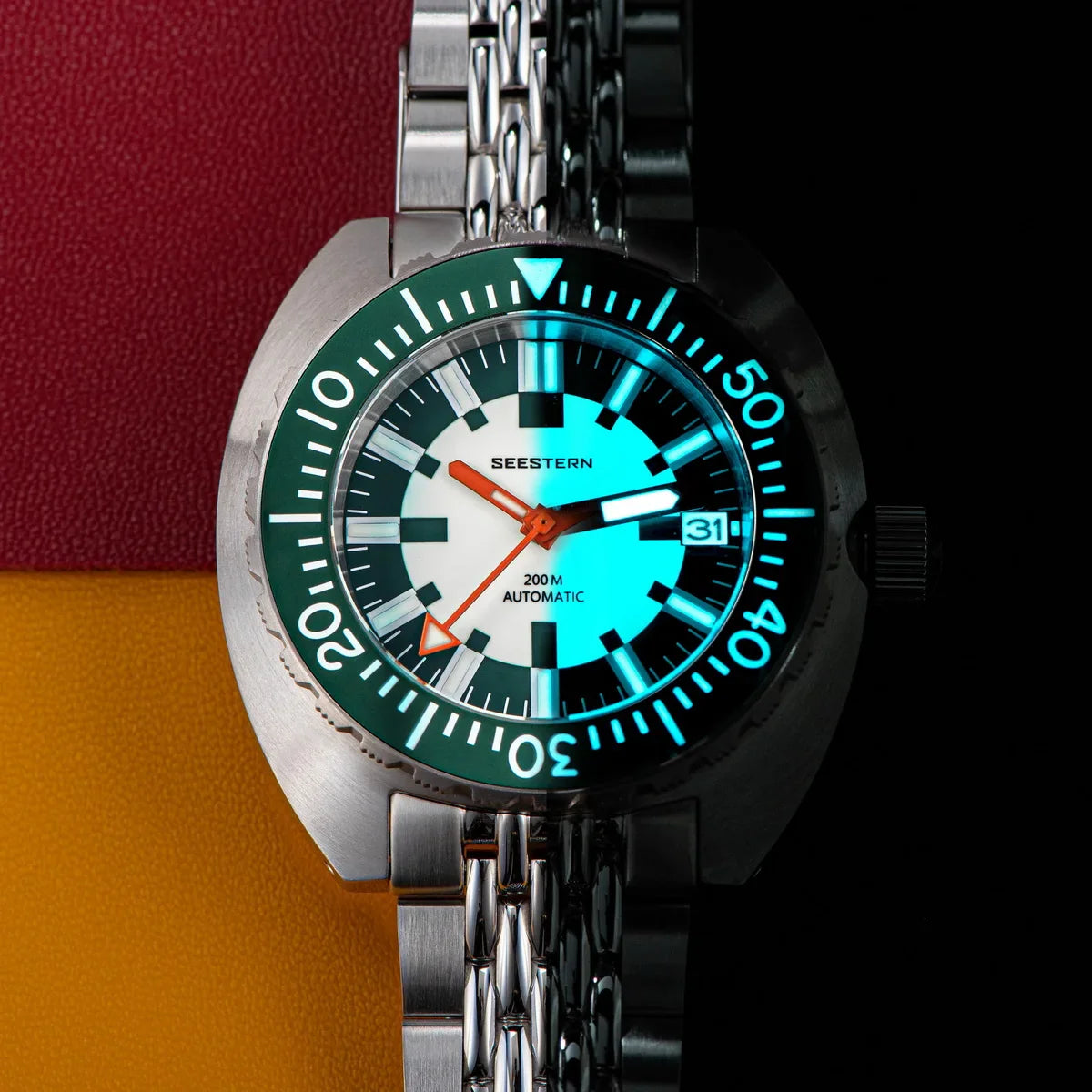 SEESTERN SUB300T Luminous Diver Watch Automatic Men Date 200m Turn Bracelet Wristwatches Retro Mechanical Sapphire Ceramic New