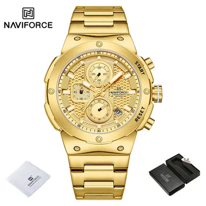 NAVIFORCE 2025, Herren-Quarzuhr, Sport-Militäruhr für Herren, wasserdicht, leuchtendes Datum, Chronograph, Edelstahl, Herrenuhren