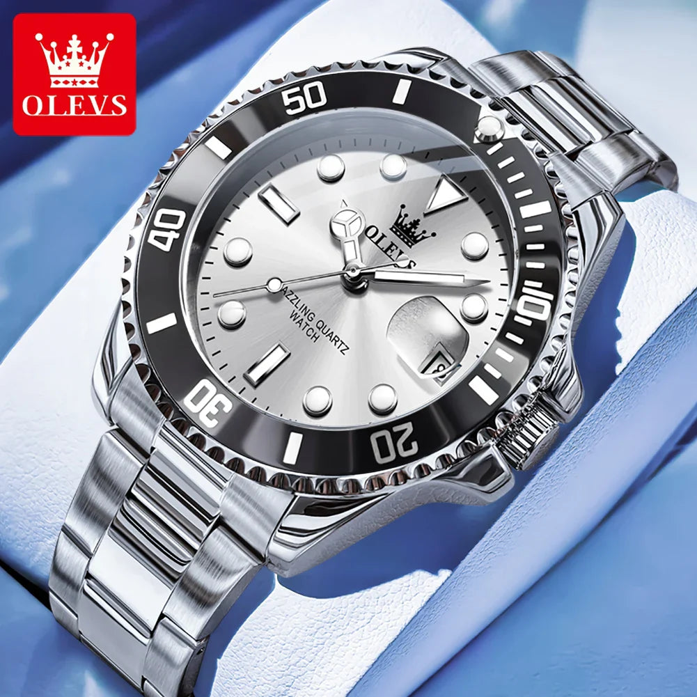 OLEVS 5885 Tauchserie Herrenuhr Luxus Automatik Datum Originaluhr Trendige Edelstahl Wasserdichte Sport Quarzuhr