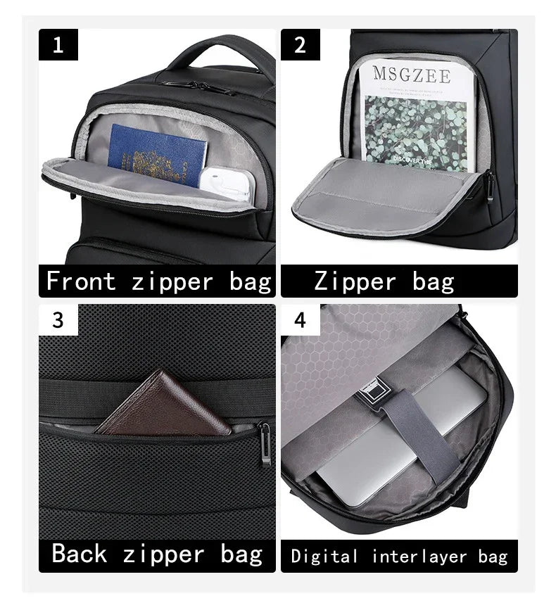 Erweiterbare 17-Zoll-Laptop-Rucksäcke für Herren, wasserdichte Notebook-Tasche, USB-Schultasche, Sport, Reisen, Schultasche, Rucksack für Männer