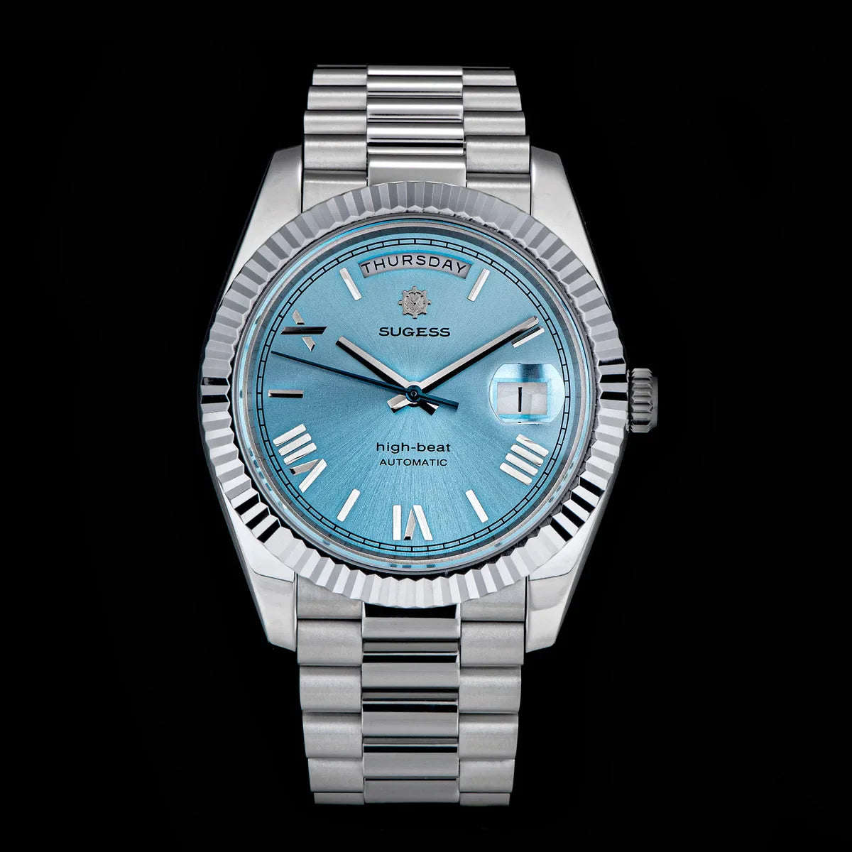 2023 neue Sugess Uhr von Männern 40mm Tag Datum automatische Dandong Sl3034 Uhrwerk Retro mechanische Armbanduhr Saphirglas golden